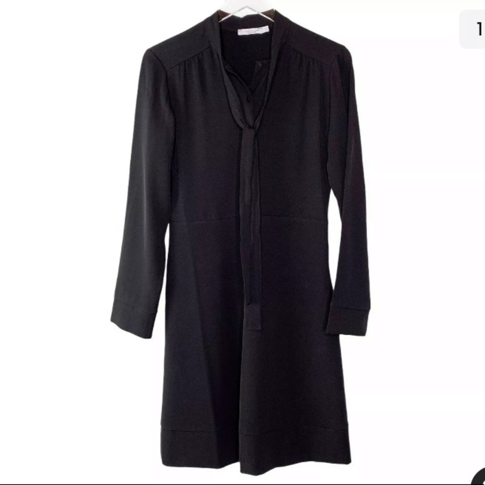 Vanessa Zani Long Sleeve Tie Neck Dress Sz Medium Buttons Hidden zipper …
